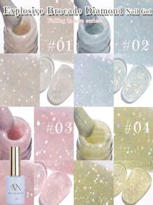 MIANEL 12 ML Serie rosa, blu, bianca e verde con smalto gel glitterato, nuova collezione 2025 Yun Brocade Diamond Gel Polish, colori più venduti in estate e primavera, adatti per unghie rosa, verdi, bianche, richiedono lampada UV per asciugatura, adatto per arte di unghie in salone e fai-da-te