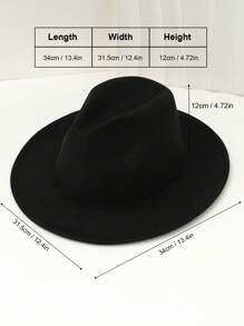 1顶男女通用毛毡牛仔/女牛仔帽，搭配时尚的月亮和星星字母印花水滴形帽檐巴拿马帽，舒适的爵士帽，奢华英伦风帽子 - 黑色 - 查看 4