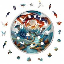 3D 视觉洞穴内木质拼图，厚实无缝盒装拼图，不对称形状木质拼图玩具，独特的儿童智力礼物，装饰画，精美的生日、节日、圣诞节、万圣节礼物 - 彩色 - 查看 4