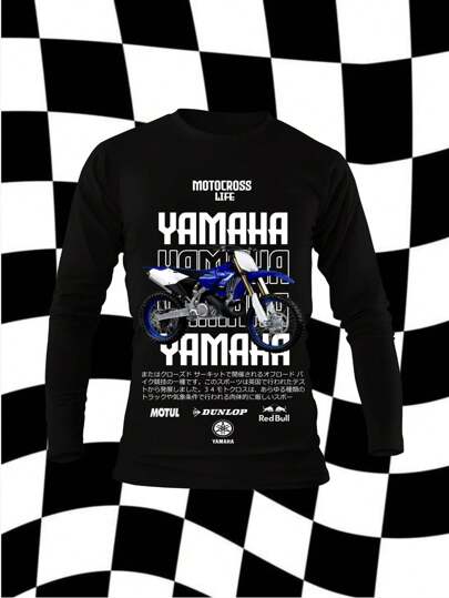 playera manga larga biker motociclista MOTOCROS LOFE YMHA AZUL  fashion moto