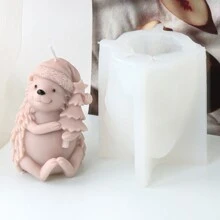 3D 手工制作可爱拥抱刺猬蜡烛硅胶模具 DIY 圣诞节母子刺猬带水壶模具用于香薰蜡烛香皂石膏粘土制作、家居装饰手工艺品工具 - 白色 - 查看 9