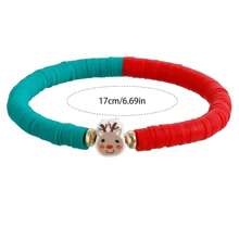 6 件装可爱圣诞手链、字母手链、麋鹿圣诞老人圣诞树手链、节日手链、珠宝礼品、圣诞礼物，适合女性、女友、同事、青少年作为派对礼物，优雅的可堆叠手链套装，波西米亚风格手串，适合圣诞礼物 - 无羽毛，季节性派对珠宝配饰，圣诞节 - 彩色 - 查看 4