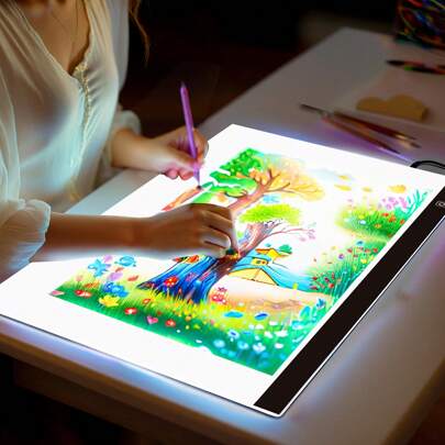 Elapoid 1pc Extra Large A2/A3/A4/A5 High Brightness LED Tracing Light Box, LED Light Board, Suitable For Diamond Painting Art Set, Diamond Painting Light Pad, USB Powered Tracing Light Board, Diamond Painting Accessories, Suitable For Drawing, Sketching, Animation, With 4 Clips, Christmas & Halloween Gift (Black, Red, Blue, Yellow Available)