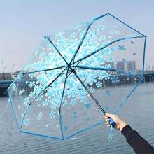 1pc Adorable Clear Foldable Umbrella - Cute & Unique Outdoor Rain Protection - Portable, Manual Operation For Effortless Style Boy Valentine Heart Valentine
