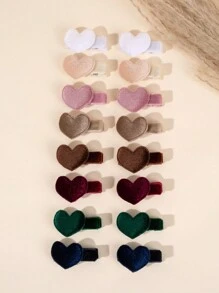 Bộ 16 kẹp tóc hình trái tim nhiều màu sắc cho bé gái, kẹp tóc nhung nén cho trẻ em, phụ kiện tóc dễ thương cho trẻ mới biết đi, quà tặng mùa thu đông - Nhiều màu - Xem 3
