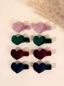 Bộ 16 kẹp tóc hình trái tim nhiều màu sắc cho bé gái, kẹp tóc nhung nén cho trẻ em, phụ kiện tóc dễ thương cho trẻ mới biết đi, quà tặng mùa thu đông - Nhiều màu - Xem 5