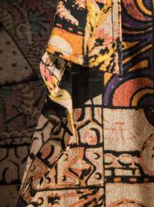 Men Tropical Print Button Up Hawaiian Shirt