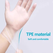 10pcs/50/100/200pcs Disposable TPE Gloves, High Elasticity And Toughness, Kitchen Hygiene Protective Work Gloves, Waterproof, Oil Resistant, And Can Come Into Contact With Food - White - View 2
