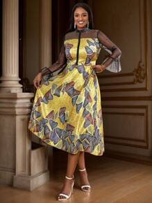 Đầm nơ kẻ sọc lưới thanh lịch cho nữ, váy dự tiệc quyến rũ, váy dạ hội cocktail bán trang trọng dài tay, cho sinh nhật, khách dự tiệc cưới, tốt nghiệp, tiệc tối, dạ hội - Nhiều màu - Xem 4