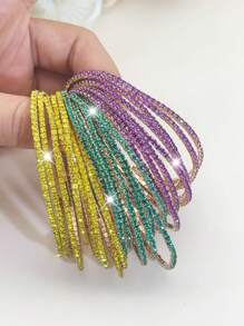 6/12/24/60 chiếc Vòng tay tennis đính đá lấp lánh, Vòng tay co giãn cho nữ dùng cho tiệc tùng, lễ hội, màu tím, vàng, xanh lá, trắng, quà tặng cá nhân hóa - vòng đeo tay - Xem 9