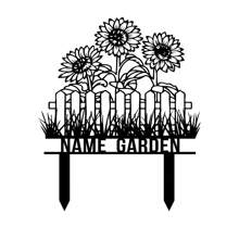 1pc Custom Metal Garden Sign, Flower Sign With Stakes, SunFlower Sign With Stakes, Personalized Garden Name Sign, Lawn Signs, Outdoor Metal Sign, Garden Decor, Garden Gift - Black - View 12