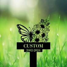 1pc Garden Gnome Yard Stake, Custom Gnome Gifts, Gnome Metal Art, Gnome Monogram, Yard Decor, Outdoor Lawn Decor, Christmas Gnome Stake,Personalized Cross Butterfly Memorial Stake, Personalized Fairy Mushroom Garden Stake - Black - View 7