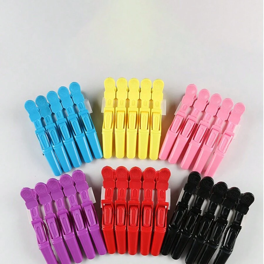 12 件彩色鳄鱼发夹，无缝发夹，沙龙烫染用，鳄鱼夹，刘海夹，女士发饰 - 彩色 - 查看 1