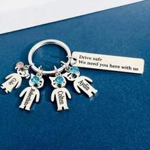 1 件定制“安全驾驶”钥匙扣，可定制名字，不锈钢，送给爸爸的时尚家庭礼物 - 銀色 - 查看 5