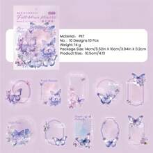 20 件/10 件/包花卉和蝴蝶相框美学贴纸、黑色蕾丝相框贴纸、DIY 装饰拼贴手工材料，适用于节日、卡片装饰、创意剪贴簿个性化贴纸、 - 彩色 - 查看 14