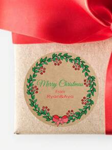 12/24/40pcs Customized Christmas Gift Kraft Paper Stickers, Personalized Name Text Christmas Gift Labels, Diy Label Circular Stickers With Flower Design, Vintage Christmas Sticker Gift Packaging Label Paper, Holiday Self-Adhesive Christmas Gift Labels, Christmas Personalized Gift Decoration, Party Small Gifts, Scene Decoration And Unique Christmas Gifts, Suitable For Gift Boxes - Multicolor - View 19