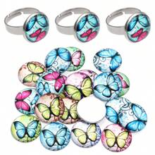 10 件/包 10-35 毫米蝴蝶玻璃凸圆形宝石，DIY 珠宝配件水钻玻璃石，适用于纽扣、戒指、吊坠、发饰、服装装饰 - 混色 - 查看 3