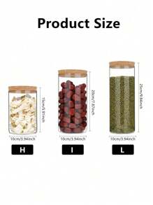 1PC Glass Sealed Jar With Wood Lid Spice Jar Kitchen Grain Storage Pots Tea Coffee Candy Jar Transparent Split Bottle Storage Tank