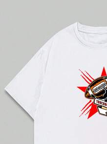 Cotton T-Shirt Streetwear Style Text Pattern Men's Top Comfortable Elegant - 白色 - 查看 4