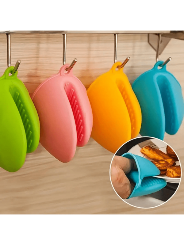 2 Stück hitzebeständige Silikon Ofenhandschuhe, mikrowellengeeignete rutschfeste Topflappen, Küchen Kochzubehör