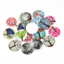 10 cái/gói thủy tinh Cabochon Giáng sinh các loại, cây tròn, mèo, chó, bướm, thẻ trang sức in hình hươu, đá, đồ thủ công DIY - Trộn màu ngẫu nhiên - Xem 18