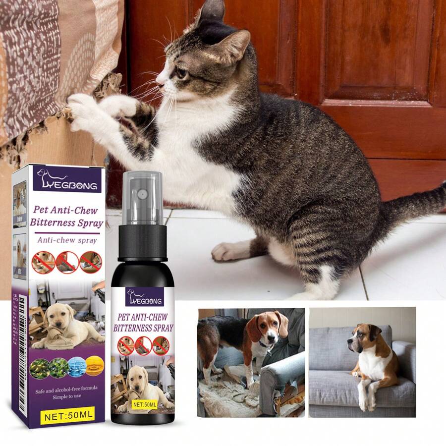 50ml Bottle Of Pet Anti-Chewing Bitter Spray To Prevent Dogs From Scratching And Biting Indoor Long-Lasting Repellent Spray For Husky And Labrador To Prevent Scratching And Biting - Mauve Purple - View 1