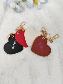 Customized Colorful Heart-Shaped Leather Keychain, Distinctive Car Pendant,Bag Charm Suitable For Daily Use As Accessory Decoration, Ideal Gift For Family And Friends