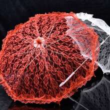 1pc Random Floral Pattern Photography Studio Prop Umbrella, Lace & Flower Design, Small Size Wedding Decor Craft Umbrella Summer Cooling,Beach,Travel