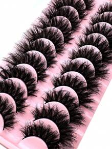 10 cặp lông mi chồn tổng hợp 5D sang trọng, lâu trôi tự nhiên, dày dặn, bồng bềnh, lông mi giả 3D ngọt ngào, tạo vẻ ngoài quyến rũ - Có thể tái sử dụng và dễ dàng dán mi giả, lông mi giả, lông mi giả - lông mi mềm mại - Xem 7
