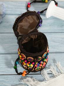 1pc Colorful Coin Purse Crossbody Bag, Coconut Shell Small Bag, Natural Craft Gift Suitable For Women Daily Use