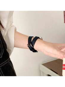 1pc Fashion Brand Black Leather Watch Band, Wrap Around Wrist Twice, Comfortable Soft Elegant Replacement Strap Compatible With Apple Smartwatch 38mm 40mm 41mm 42mm 44mm 45mm 49mm 46mm, Suitable For Watch Ultra 3 2 1 Series SE S9 S8 S7 S6 S5 S4 S3 S2 S1 Series - Black - View 7