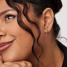 女士时尚金耳环，14K金耳钉，精致耳环，简约金耳环，防过敏耳环，女士礼物 - 彩色 - 查看 10