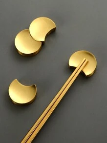 1 buah Tempat Sumpit Stainless Steel, Bentuk Bulan Emas, Cocok untuk Hotel, Restoran, dan Rumah Makan, Aksesori Peralatan Makan yang Dapat Digunakan Kembali - MultiWarna - View 3