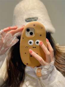 Funda de teléfono con forma de patata linda y estilo de dibujos animados, compatible con iPhone 11 12 13 14 15 16 Pro Max Pro, cubierta protectora suave y gráfica divertida con colgante con forma de patata