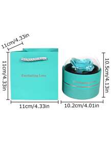 情人节永生玫瑰首饰礼盒（1个），圆形单支玫瑰项链首饰盒，情侣惊喜吊坠盒，含贺卡，浪漫情人节、生日、求婚、婚礼装饰、返校季礼物 - 彩色 - 查看 6