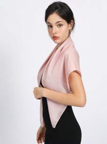 1pc Solid Color Crinkly Scarf With Leopard Print Border, Elastic Shawl, Versatile For All Seasons, Printed Design - Pink - View 5