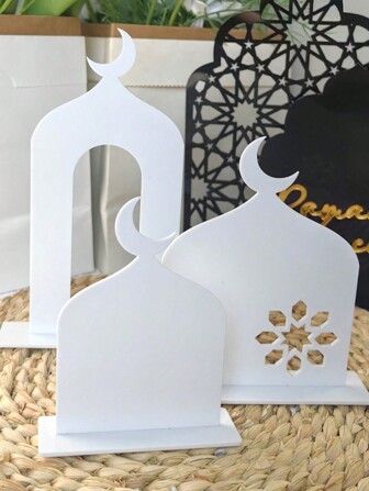 3件套开斋节亚克力月亮桌面摆件艺术装饰品家居装饰标志斋月开斋节装饰品，用于开斋节装饰、斋月家庭房桌面装饰