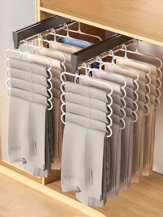 3 件装家用 5 层塑料挂衣架，适用于分类存放裤子、围巾、领带等长衣服装饰品节日装饰房间装饰家居装饰卧室装饰