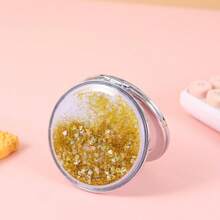 1PC Compact Mirror,Makeup Mirror/Cosmetic Mirror,Glitter Makeup Mirror,Foldable Mirror,Travel Makeup Mirror,Travel Mirror,Portable Mirror,Round/Square Models Available,For Travel At Home Or On-The-Go,For Women & Girl