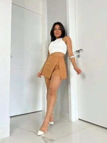 Skirt Shorts In Louis Twill Fabric - 杏色 - 查看 3