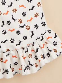 1pc Lightweight Breathable Anti-Shedding Pet Dress With Flared Sleeves, Rabbit, Dog Bone & Paw Print Design, Suitable For Cats, Teddy & Small Dogs - Multicolor - View 5