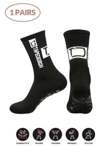 1 双全新防滑足球袜中筒防滑足球运动骑行运动男袜 - 黑色 - 查看 1