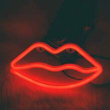 1pc LED Pink Lips Neon Sign Wall Decor, Romantic Fairy Lights, Battery/USB Powered Night Light For Home Bedroom Decor, Festival Party, Valentine's Day Gift - Lips Neon - View 11