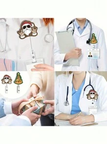 1 Stylish And Cute Santa Claus Collection Decorative Glitter Acrylic Snap Lanyard Clip - Glitter Acrylic Snap Lanyard Clip For Nurses, Friends And Family, Ideal For Parties And Holiday Gifts (Multi-Color)