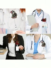 1 Stylish And Cute Santa Claus Collection Decorative Glitter Acrylic Snap Lanyard Clip - Glitter Acrylic Snap Lanyard Clip For Nurses, Friends And Family, Ideal For Parties And Holiday Gifts (Multi-Color)