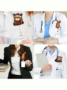 1 Stylish And Cute Santa Claus Collection Decorative Glitter Acrylic Snap Lanyard Clip - Glitter Acrylic Snap Lanyard Clip For Nurses, Friends And Family, Ideal For Parties And Holiday Gifts (Multi-Color)