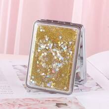 1PC Compact Mirror,Makeup Mirror/Cosmetic Mirror,Glitter Makeup Mirror,Foldable Mirror,Travel Makeup Mirror,Travel Mirror,Portable Mirror,Round/Square Models Available,For Travel At Home Or On-The-Go,For Women & Girl
