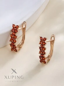 XUPING JEWELRY 1 对 XUPING 正品镀金耳环，设计简约百搭，适合作为女性礼物，礼盒包装 - 香檳色 - 查看 8