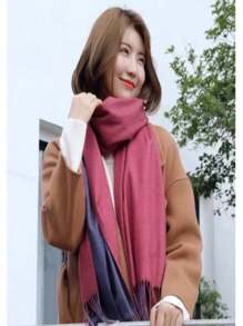 MilyModa Women's Long Scarf Plaid Synthetic Pashimina Best Winter Gifts 250g - Đỏ - Xem 6