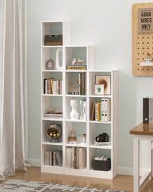 HEXCELEN Bibliothèque, Étagère De Rangement, Meuble, Cube, Pour Salon, Bureau, Chambre, Style Scandinave, 24 X 30 X 153.2 Cm, Blanc - 白色 - 查看 2